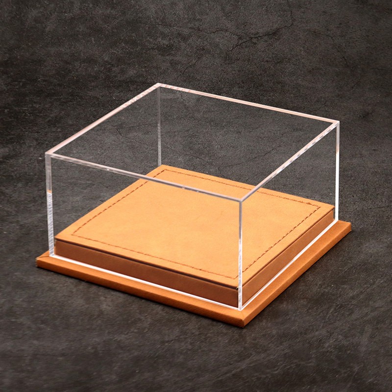 Diorama 1:64 Car Model Collection LED Display Case Leather Acrylic Dust Cover