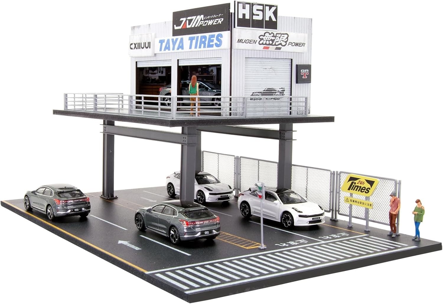 US Diorama 1:64 Die-Cast Car Garage Model City Street Repair Building Gift Scene