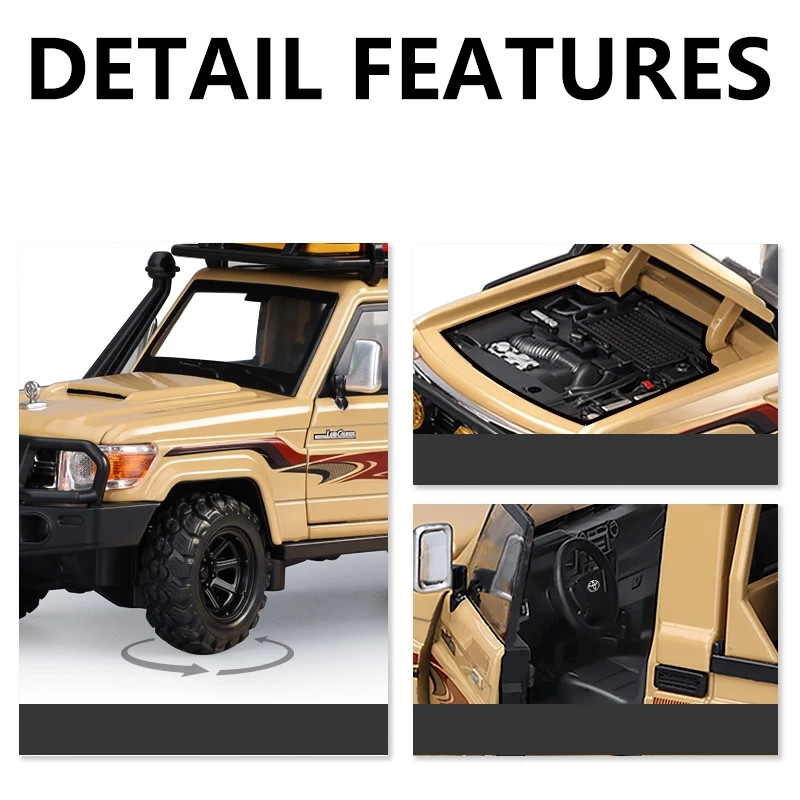 1/32 TOYOTA Land Cruiser LC79 Camping Off Road Toy Car Diecast Alloy Miniature P