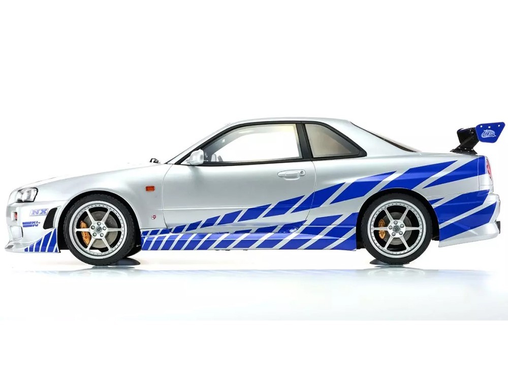 NISSAN SKYLINE GT-R (R34) RHD SILVER “FAST & FURIOUS” 1/12 BY KYOSHO KSR12007A