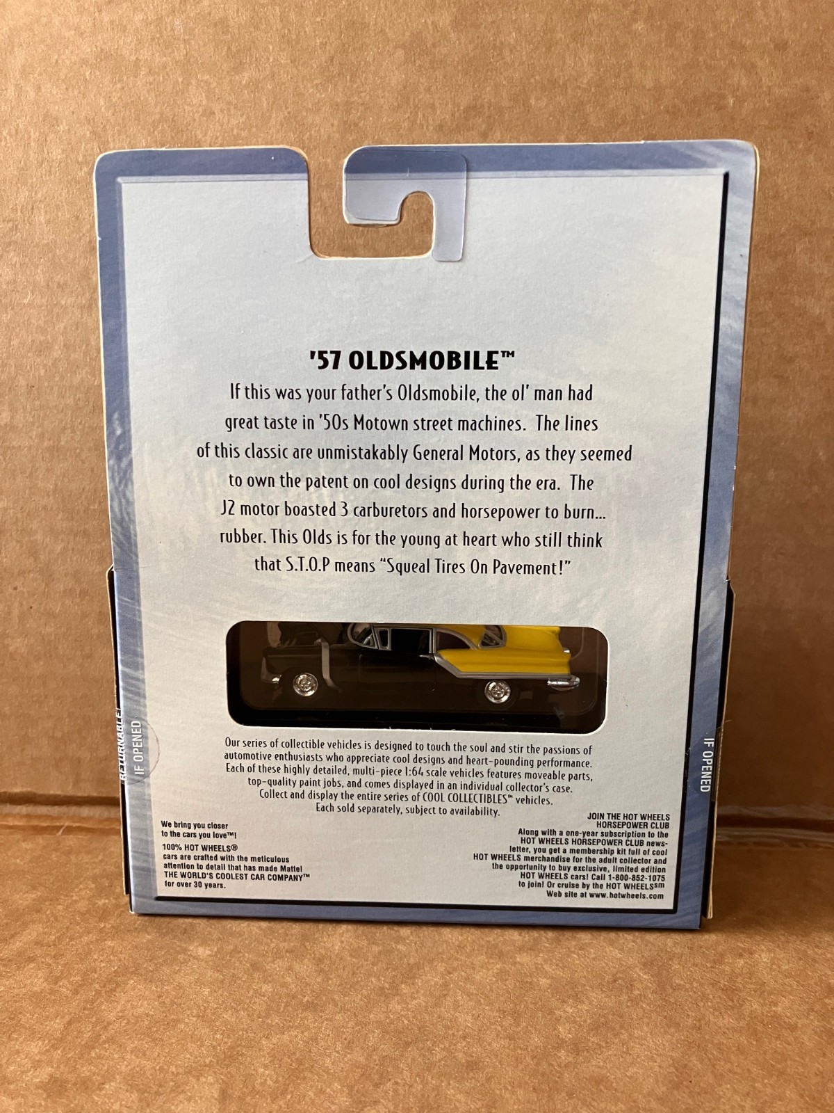 100% Hot Wheels Black Box ’57 Oldsmobile 1/64 Limited Edition Black and Yellow