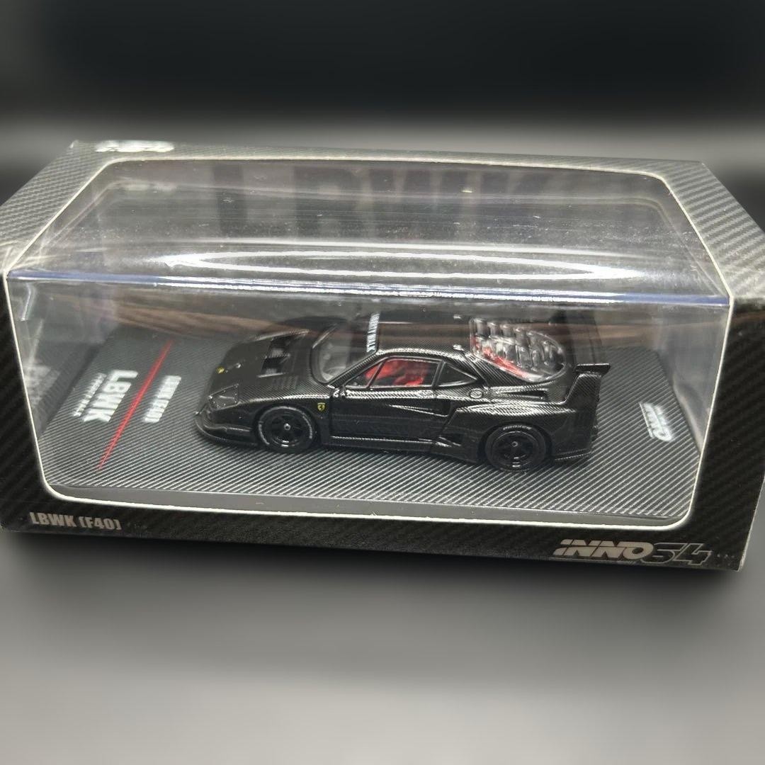Liberty Walk LBWK F40 Mini Car 1/64 Scale with Display Case Black Used