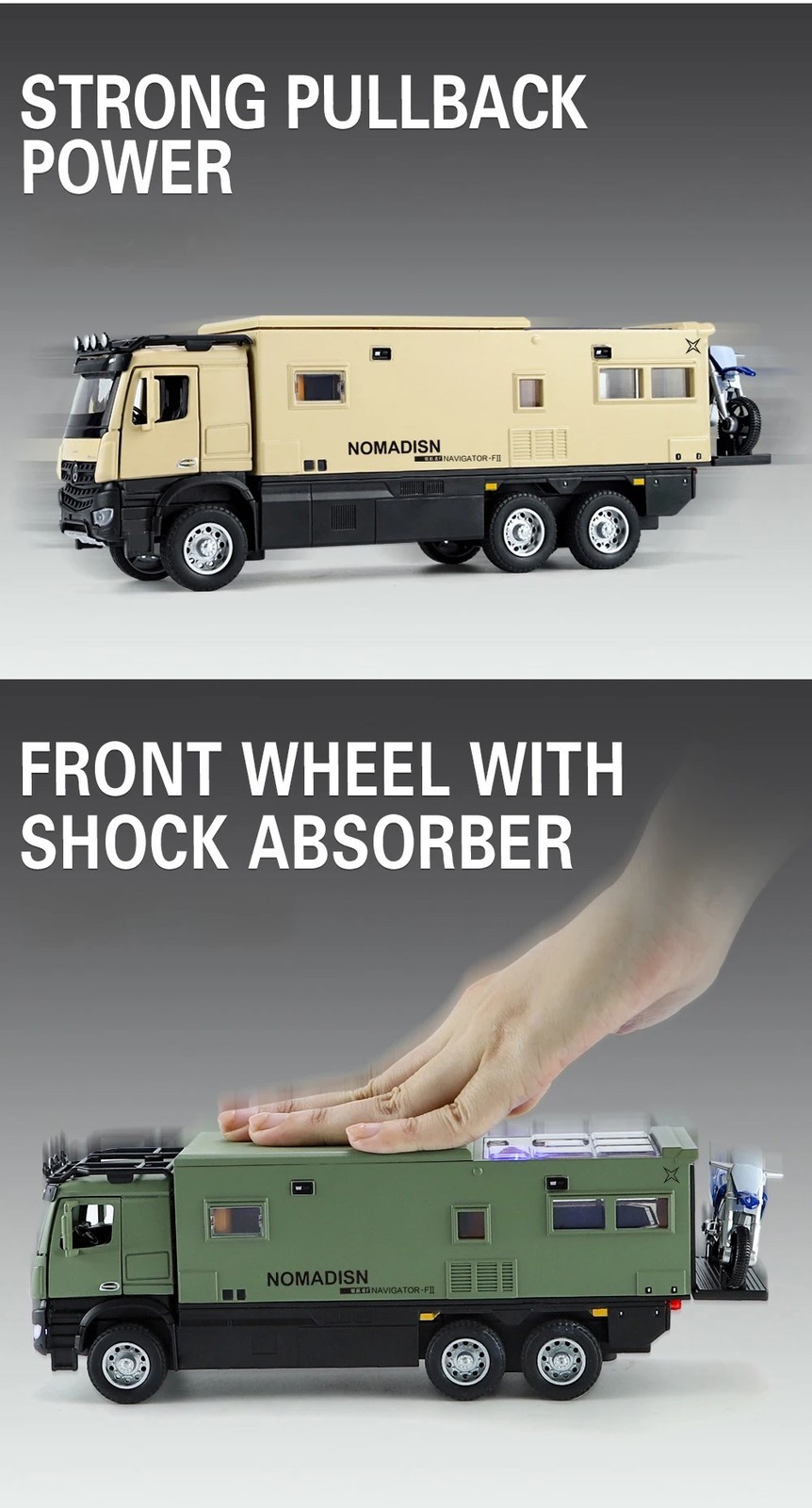 1:24 Benz Camper RV Motorhome Toy Model Car Diecast Pull Back Toy Sound Light