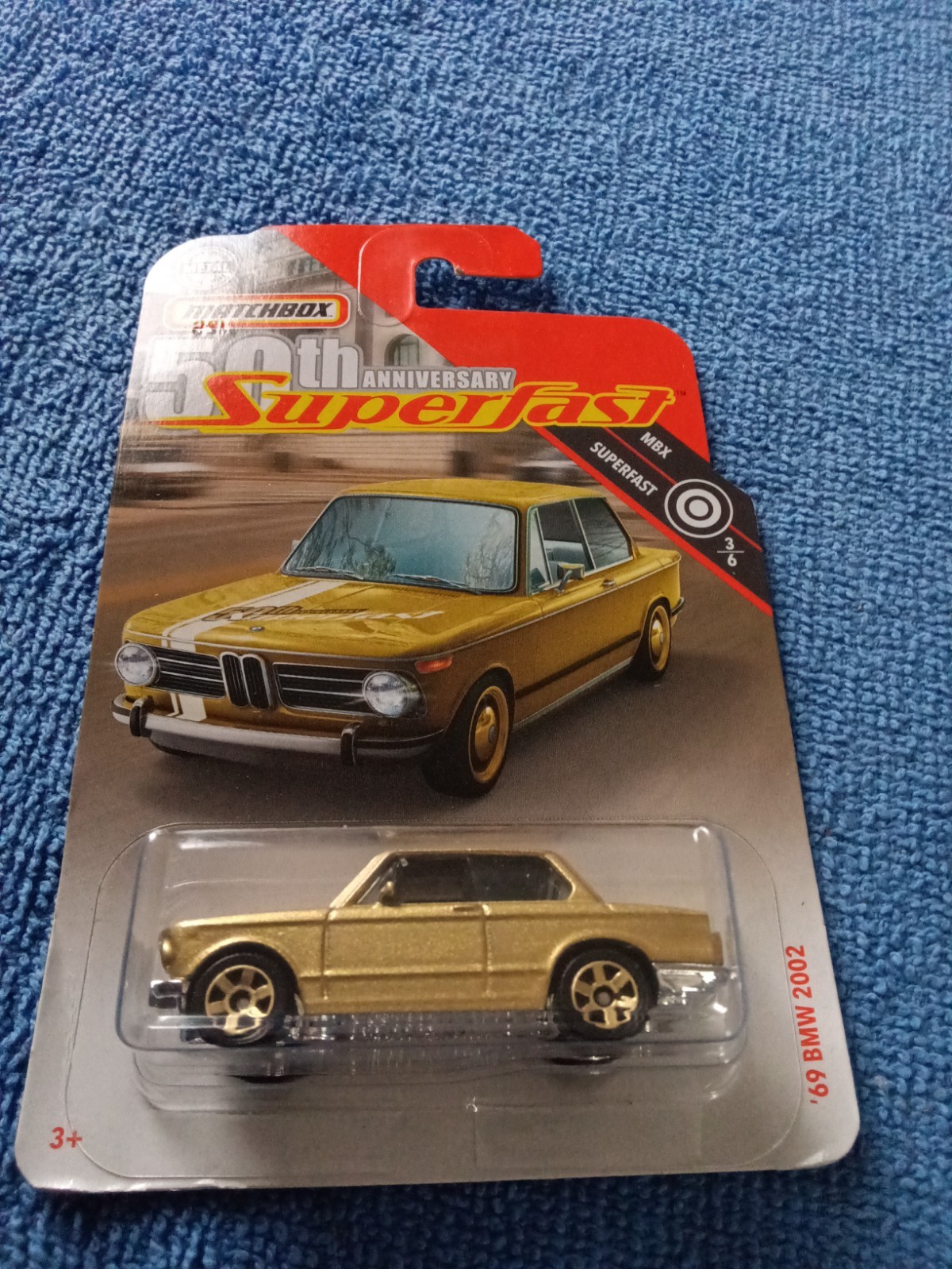 2019 Mattel Matchbox 50th Anniversary Superfast Gold Series 3/6 ‘69 BMW 2002 NIP