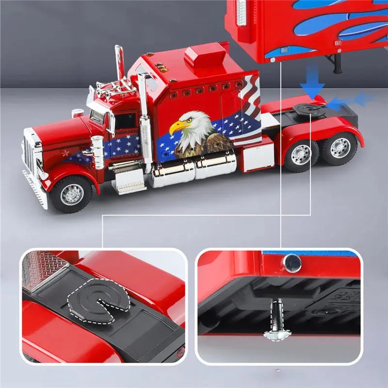 1:24 Peterbilt 389 Alloy Heavy Semi Trailer Truck Head Diecast Container Truck