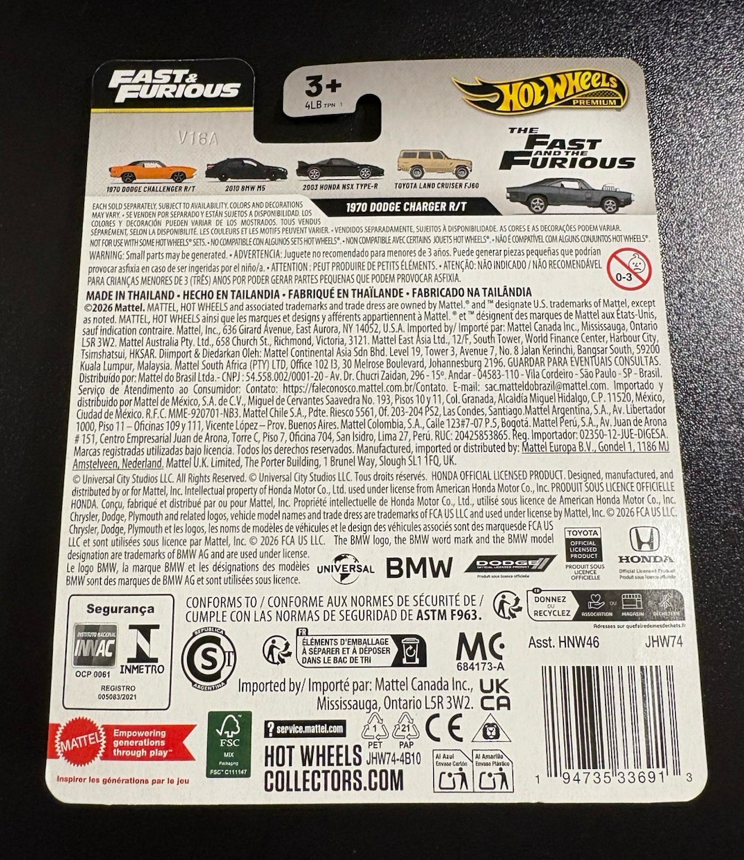 2026 HOT WHEELS PREMIUM FAST & FURIOUS 25YR 1/5 1970 DODGE CHARGER RT CHASE