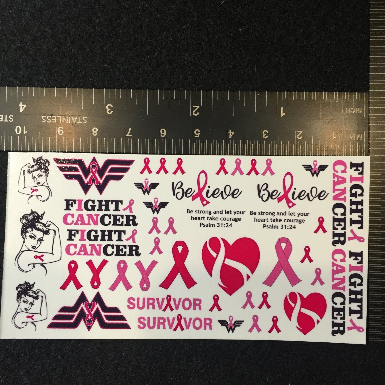 Clear 1:64 Waterslide Decal JDM VW Silverado Breast Cancer Awareness Pink Ribbon