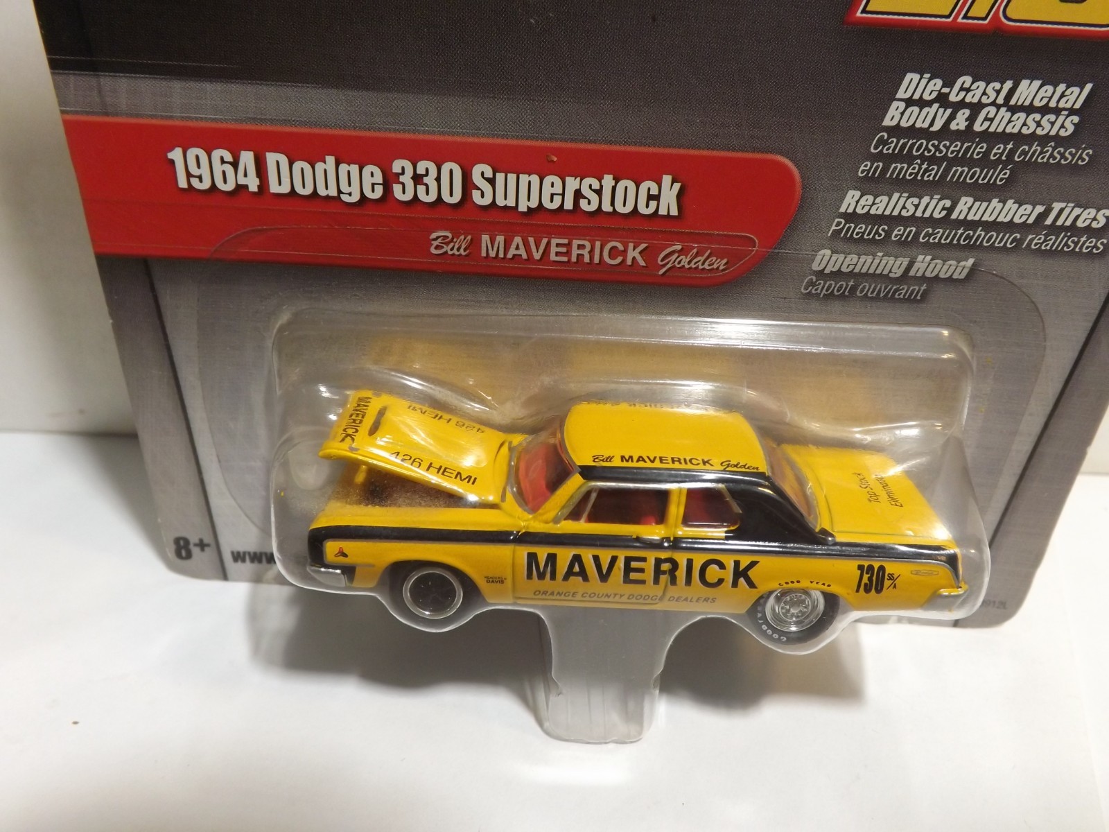 2010 Johnny Lightning 2.0 Yellow 1964 Dodge 330 Superstock Bill Maverick JL3