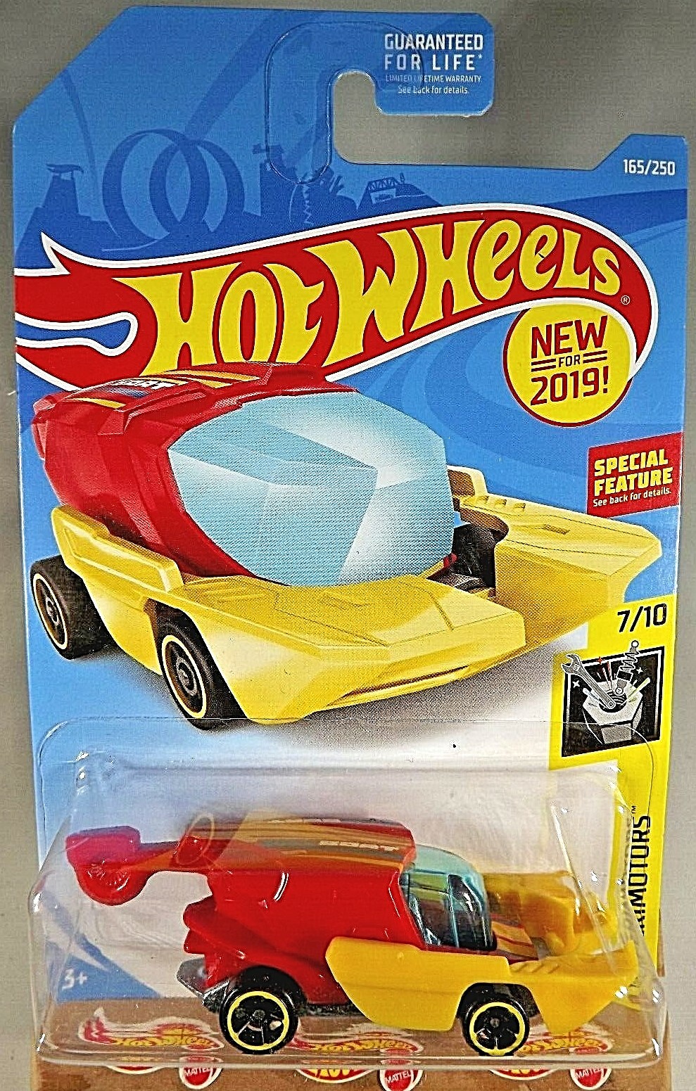 2019 Hot Wheels #165 Experimotors 7/10 SKY BOAT Red-Yellow w/Black OH5 Spokes