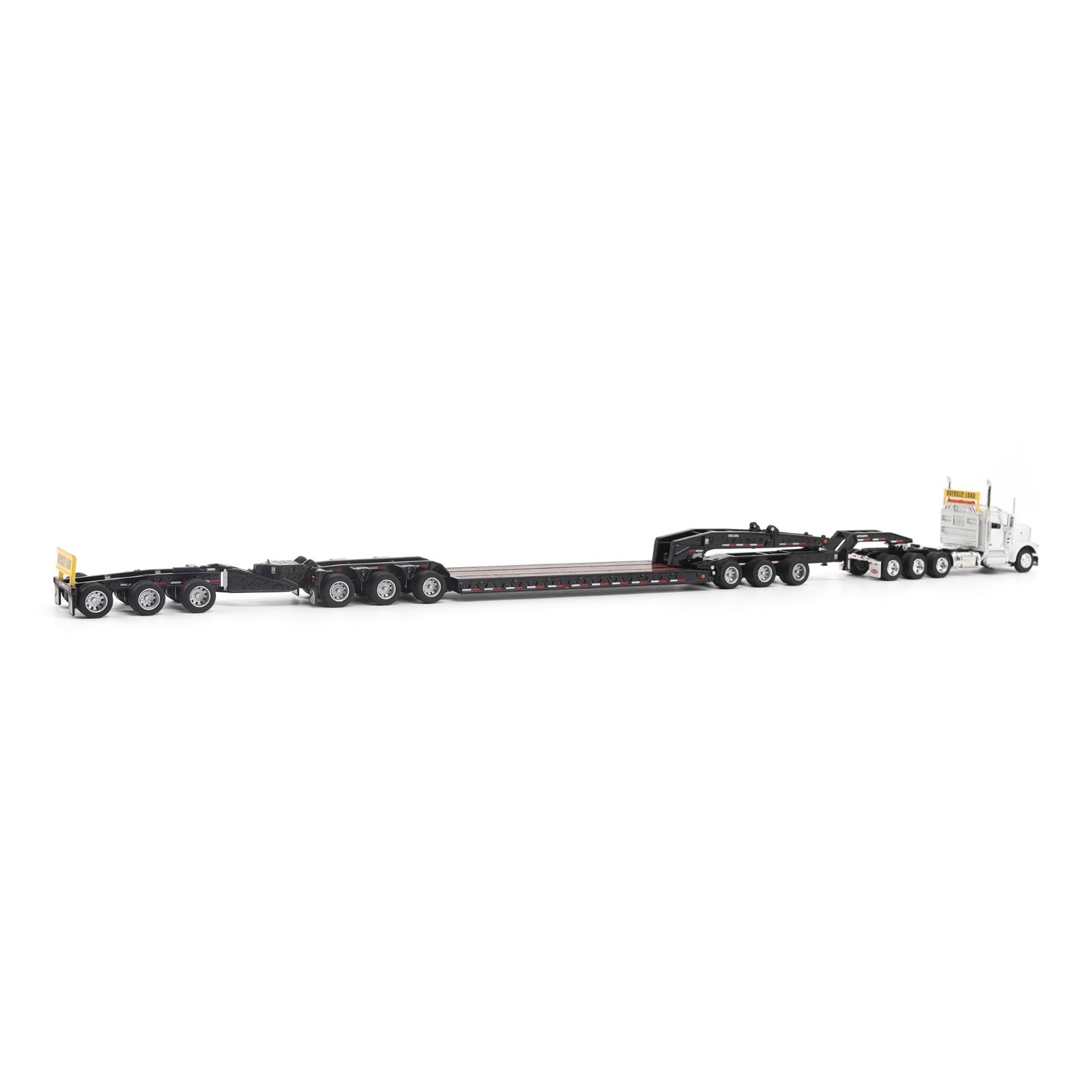 PETERBILT 589 DAY CAB & LOWBOY TRAILER WHITE 1/64 BY DIECAST MASTERS 71233