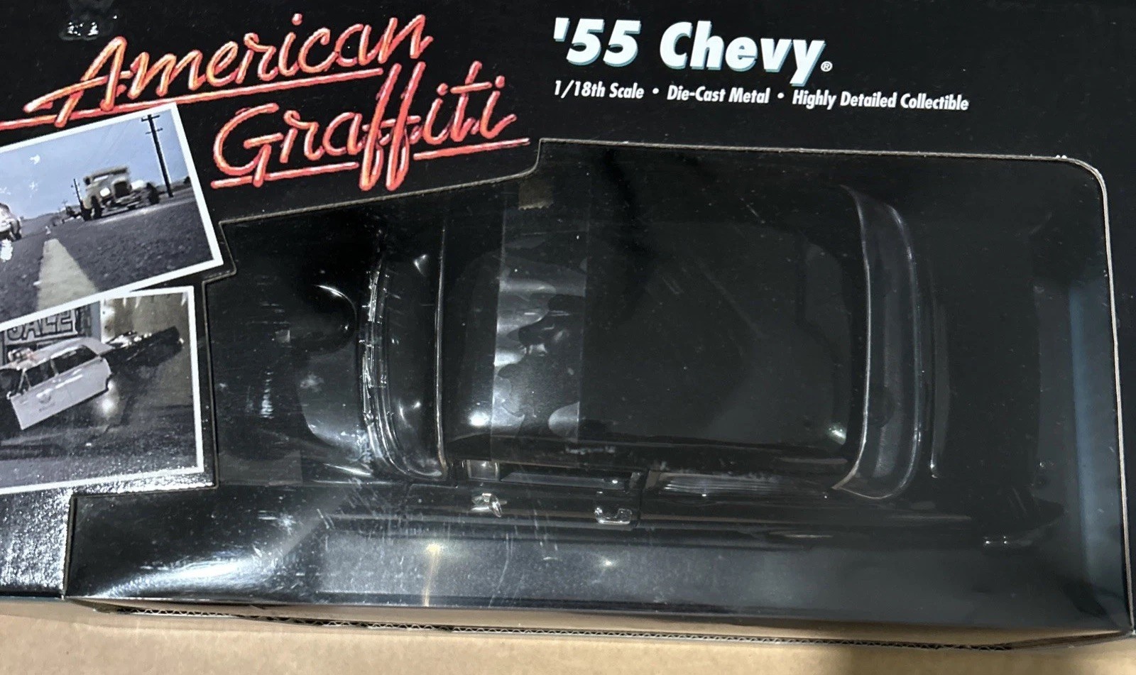 American Graffiti – 1955 Chevy black 1:18 scale ERTL diecast NEW In Box 2001