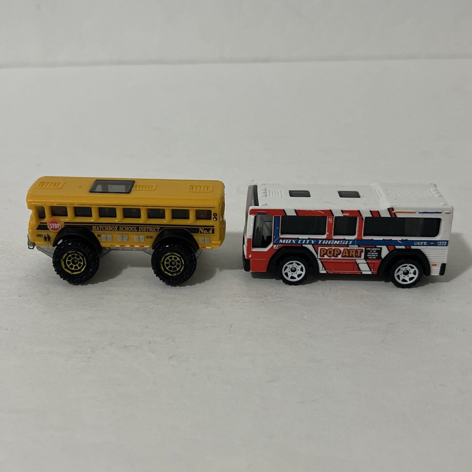 Matchbox Cars Lot Of 5 Trucks 1:64 – Travel Tracker, Pop Art, School Bus & More