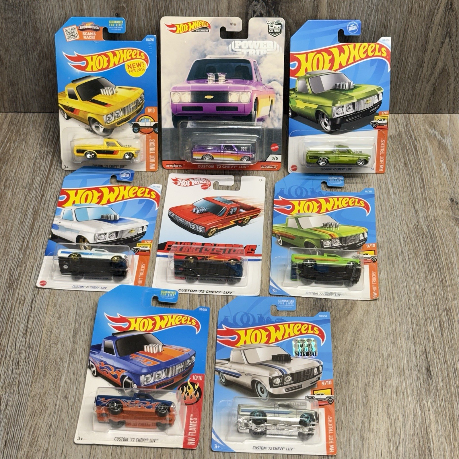 Hot Wheels CUSTOM 72 CHEVY LUV Lot Of 8 CAR CULTURE Hot Trucks ZAMAC NEW/SEALED