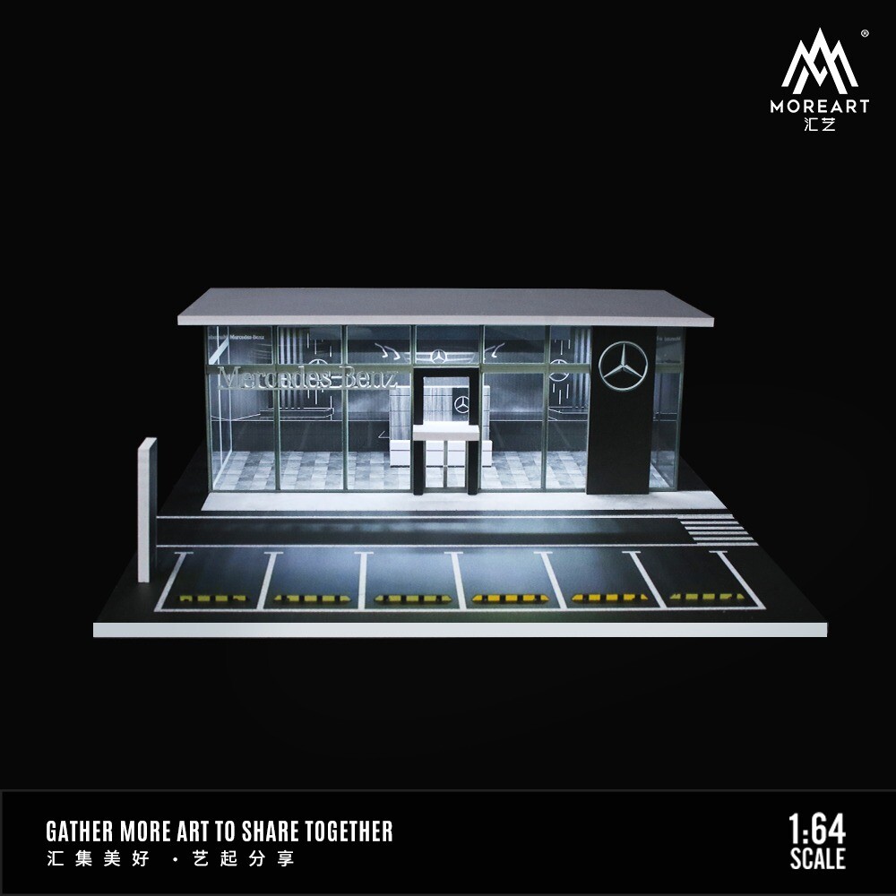 1/64 Diorama Parking Lot Model LED Lighting Car Garage Scene Building Model US