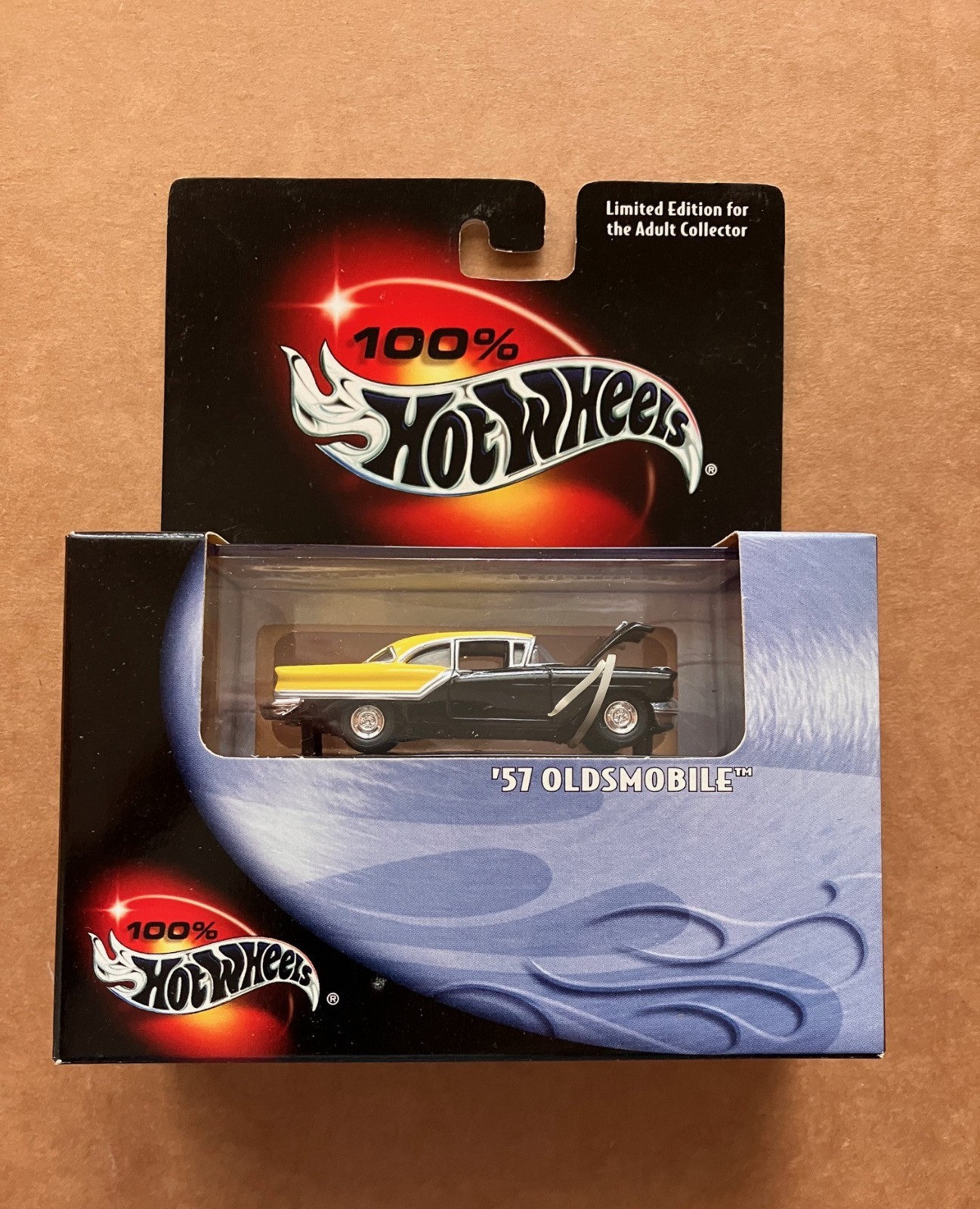 100% Hot Wheels Black Box ’57 Oldsmobile 1/64 Limited Edition Black and Yellow
