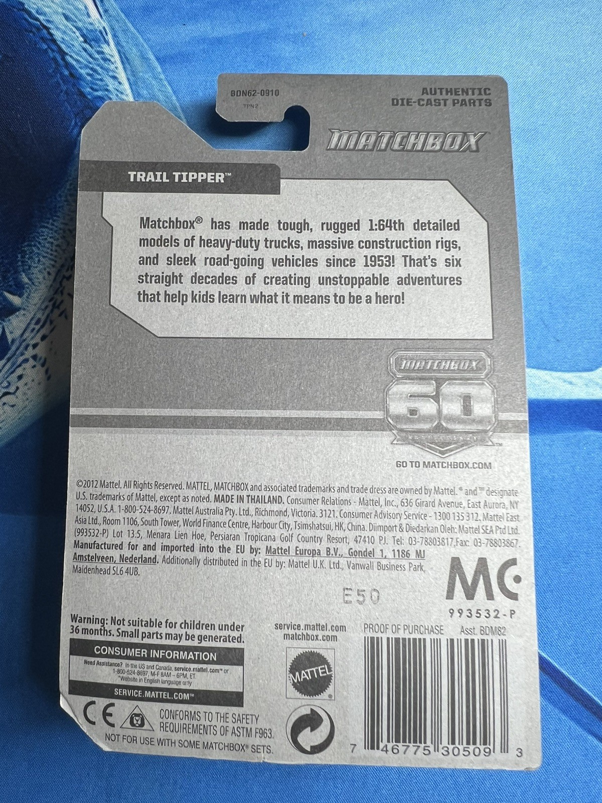 Matchbox (2012) 60th Anniversary Trail Tipper – NEW – BDN62