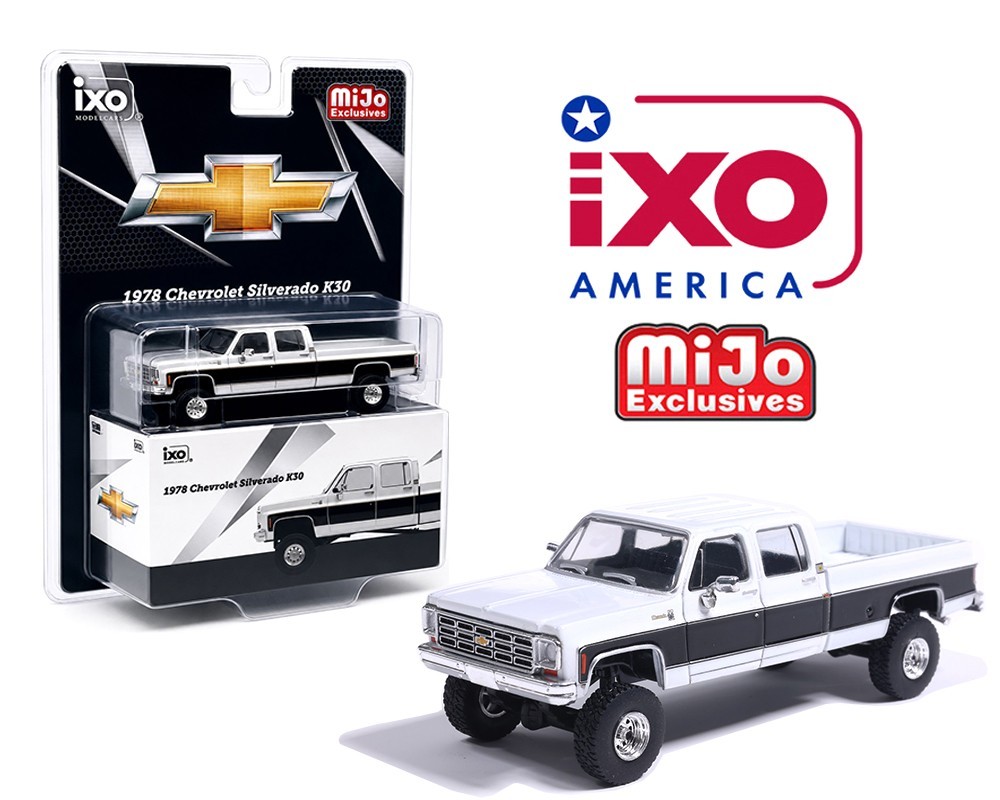 IXO Model 1978 Chevy Silverado K30 Crew Cab Fleetside Lifted White 1012 1/64