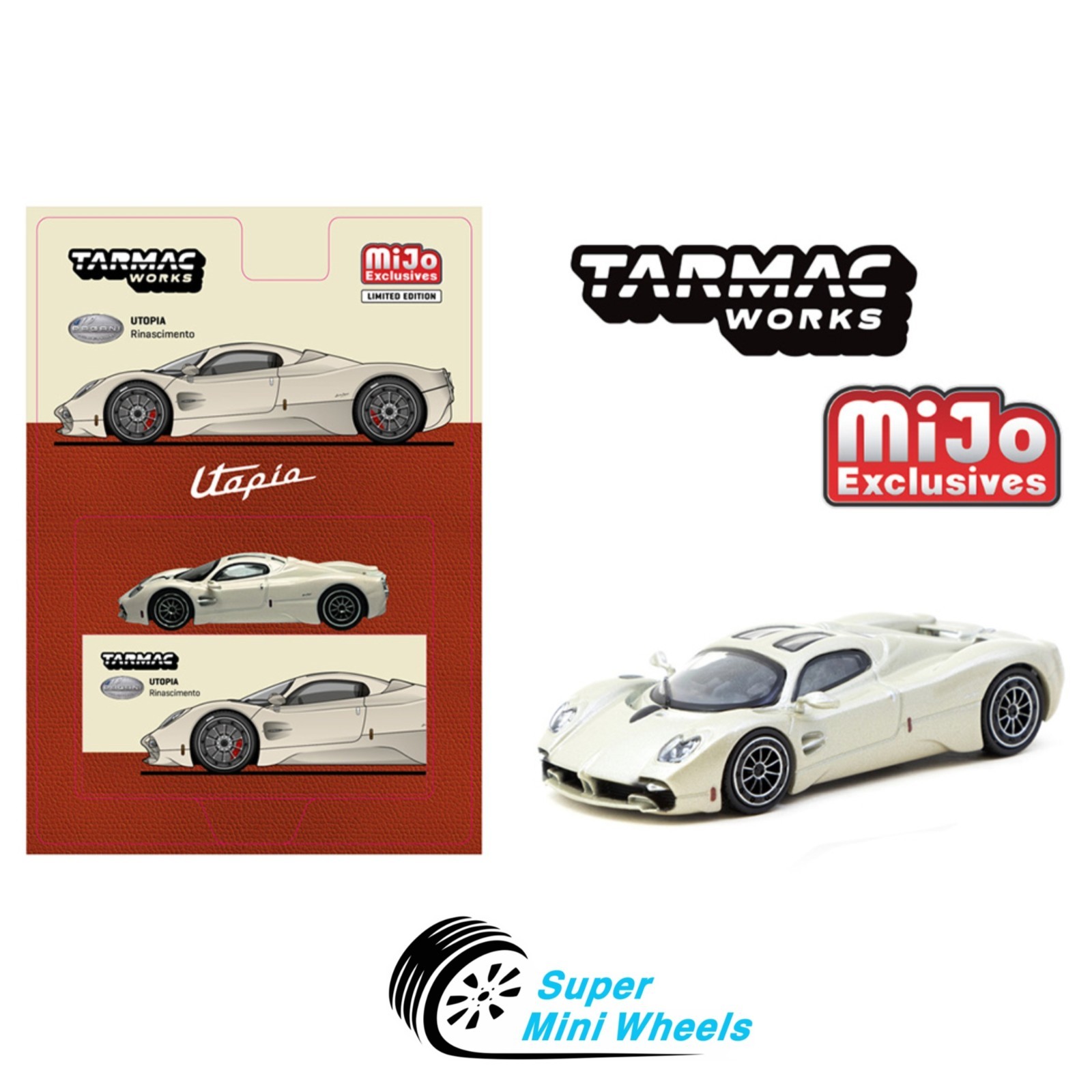 Tarmac Works 1:64 Pagani Utopia Rinascimento – White – MiJo Exclusives