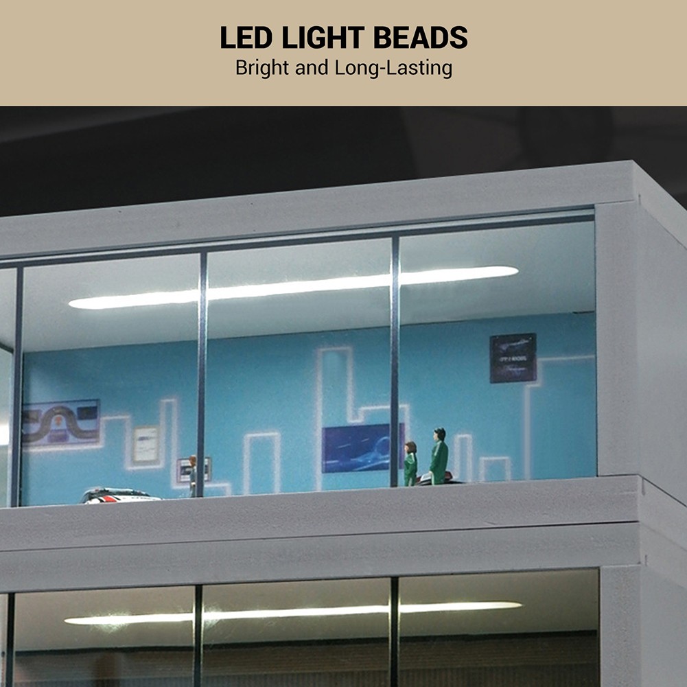 Display Case for 1/64 Diecast Model Car LED Light Showroom Scene Garage