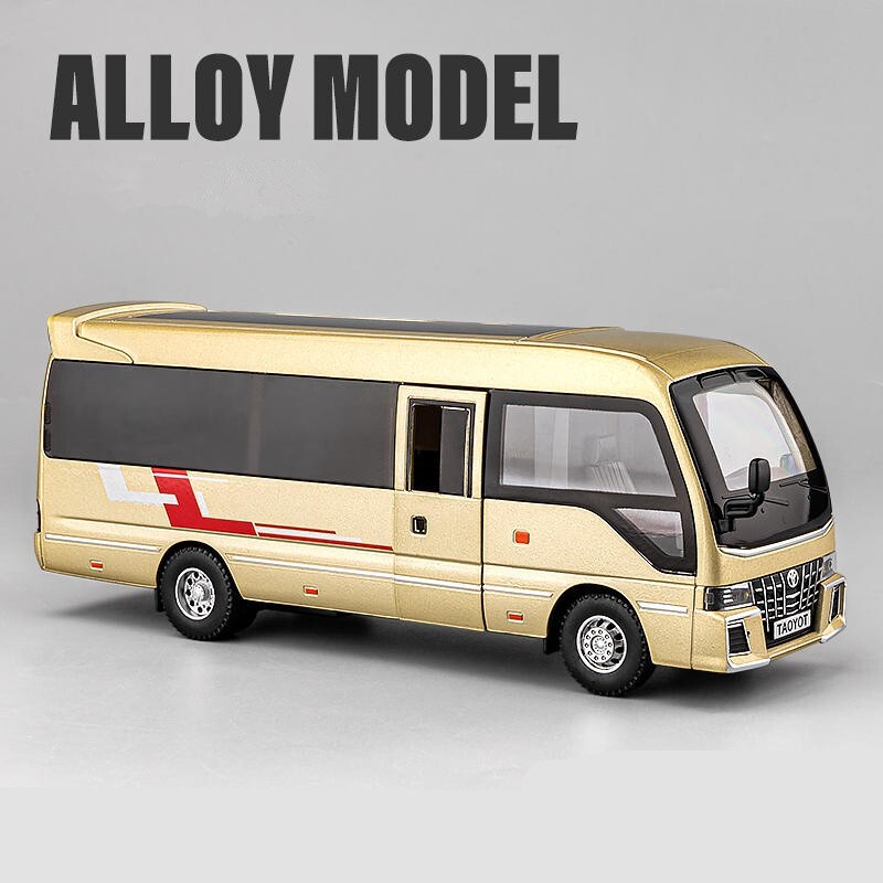 1:32 Alloy Coaster Bus Diecast Model – Sound & Light Toy Vehicle Gift
