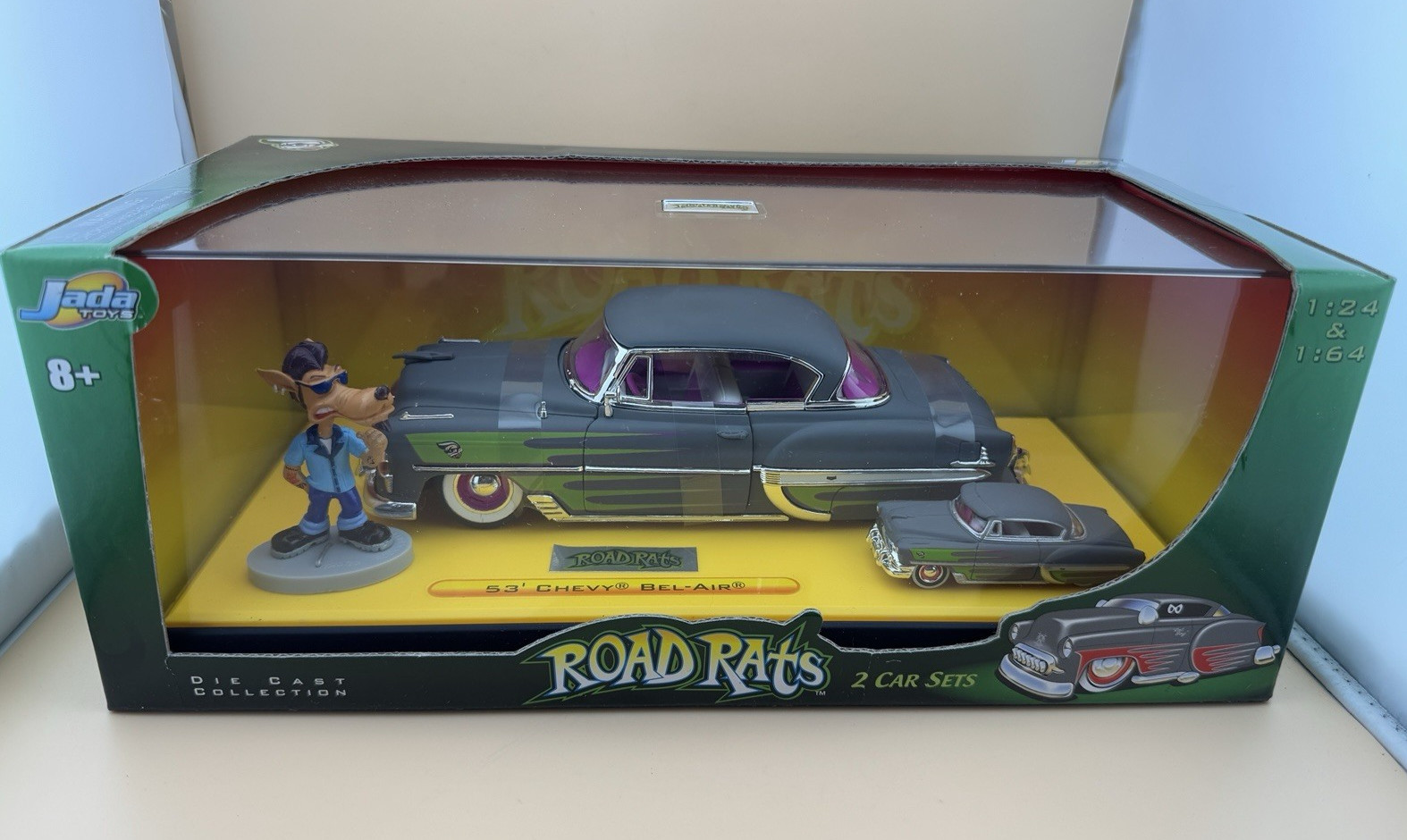 Road Rats 53′ Chevy Bel-Air 2 Car Set 1:24 & 1:64 Scale Jada Toys NIB