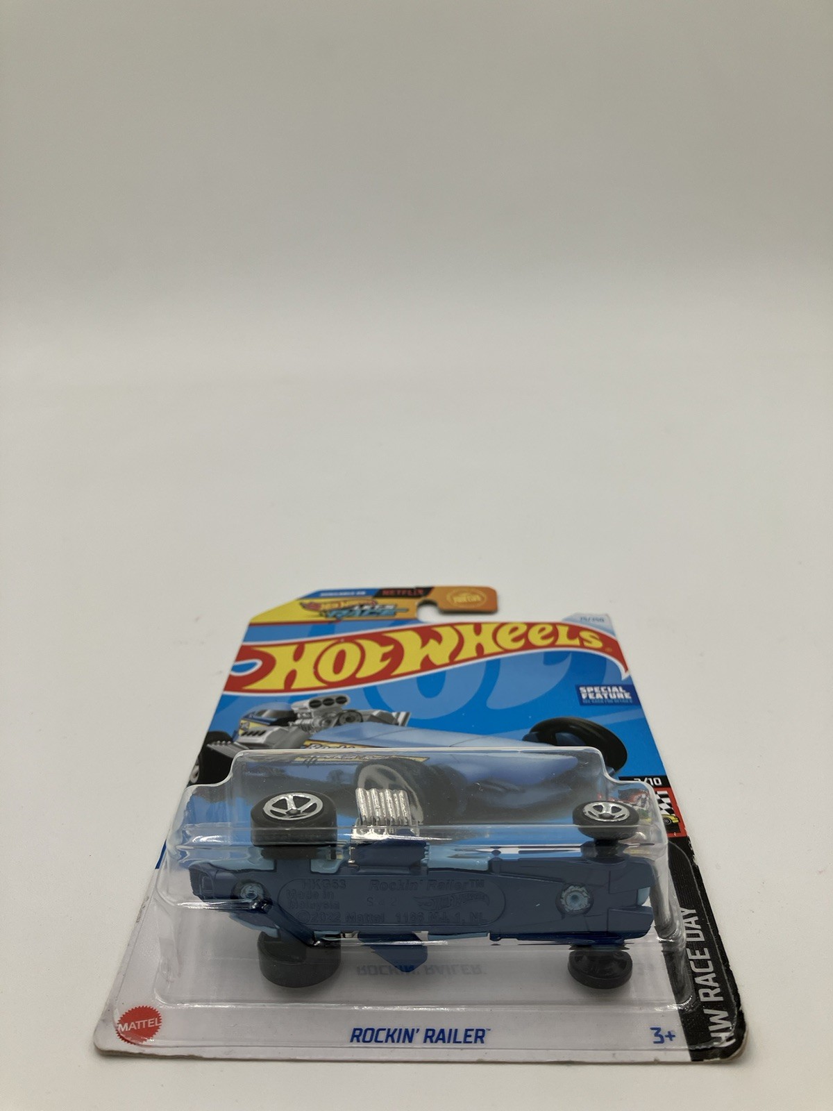 Hot Wheels Rockin Railer 75/250 HW Race Day Series 2/10 Blue Yellow Chrome 2024