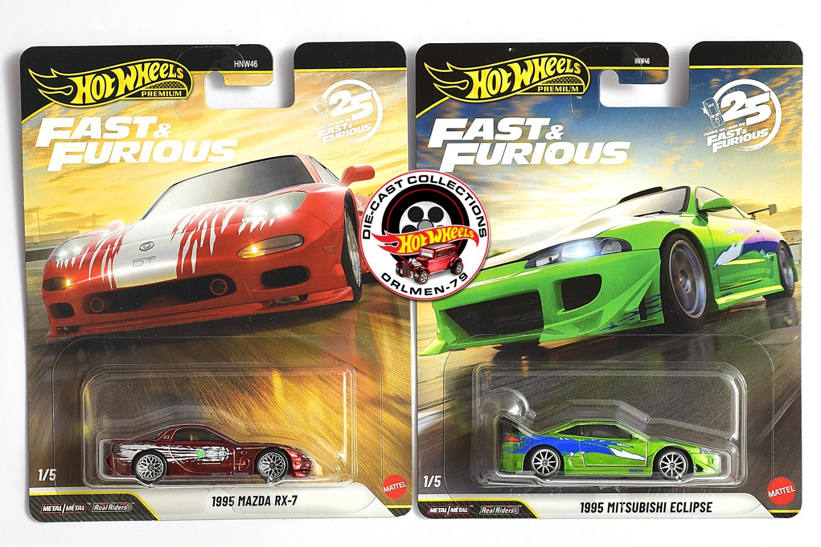 2026 Hot Wheels Fast & Furious Chases 1995 Mazda RX-7 + 1995 Mitsubishi Eclipse
