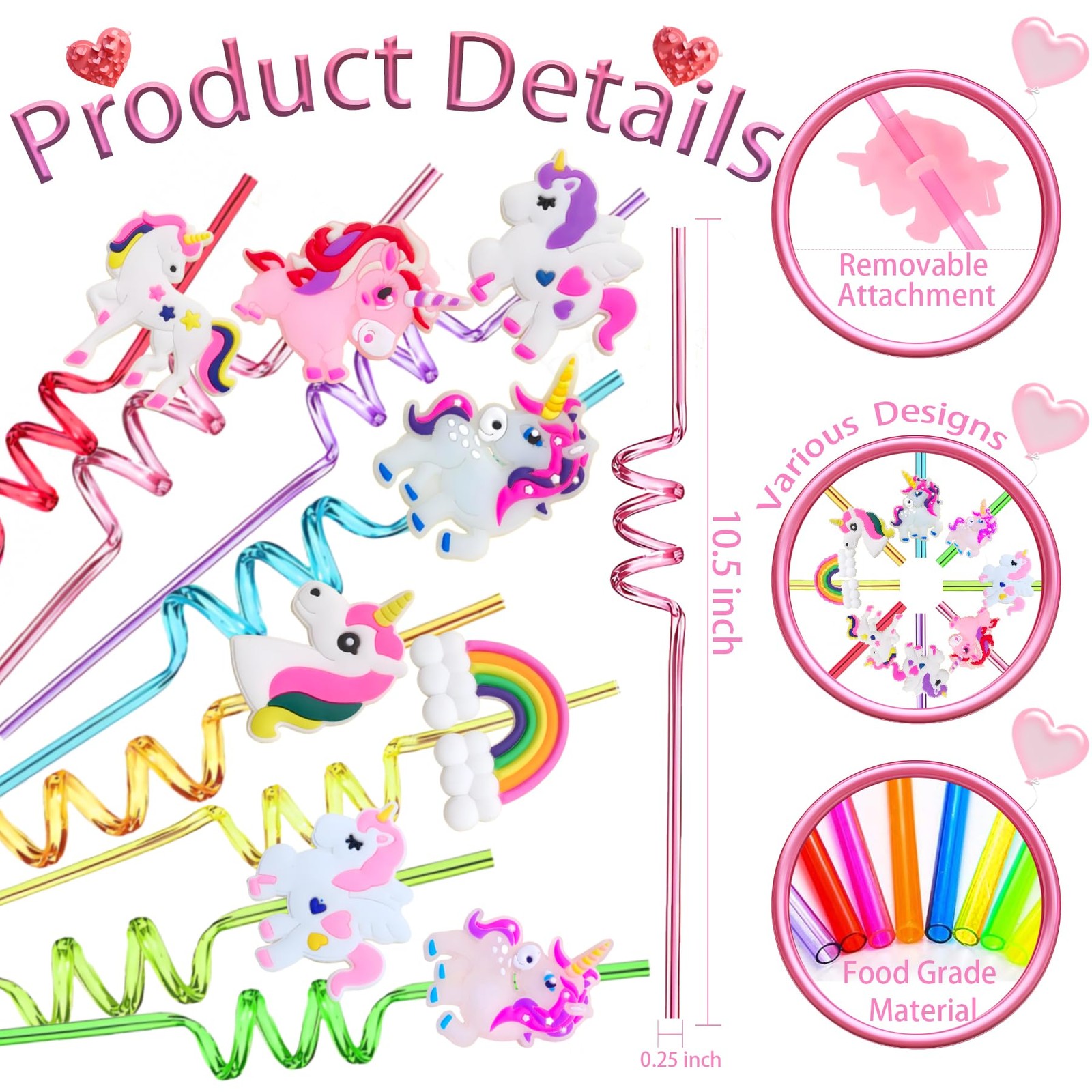 Approx. 10.5″ L × 0.25″ W, 8 vibrant options (pink, blue, yellow, green,…
