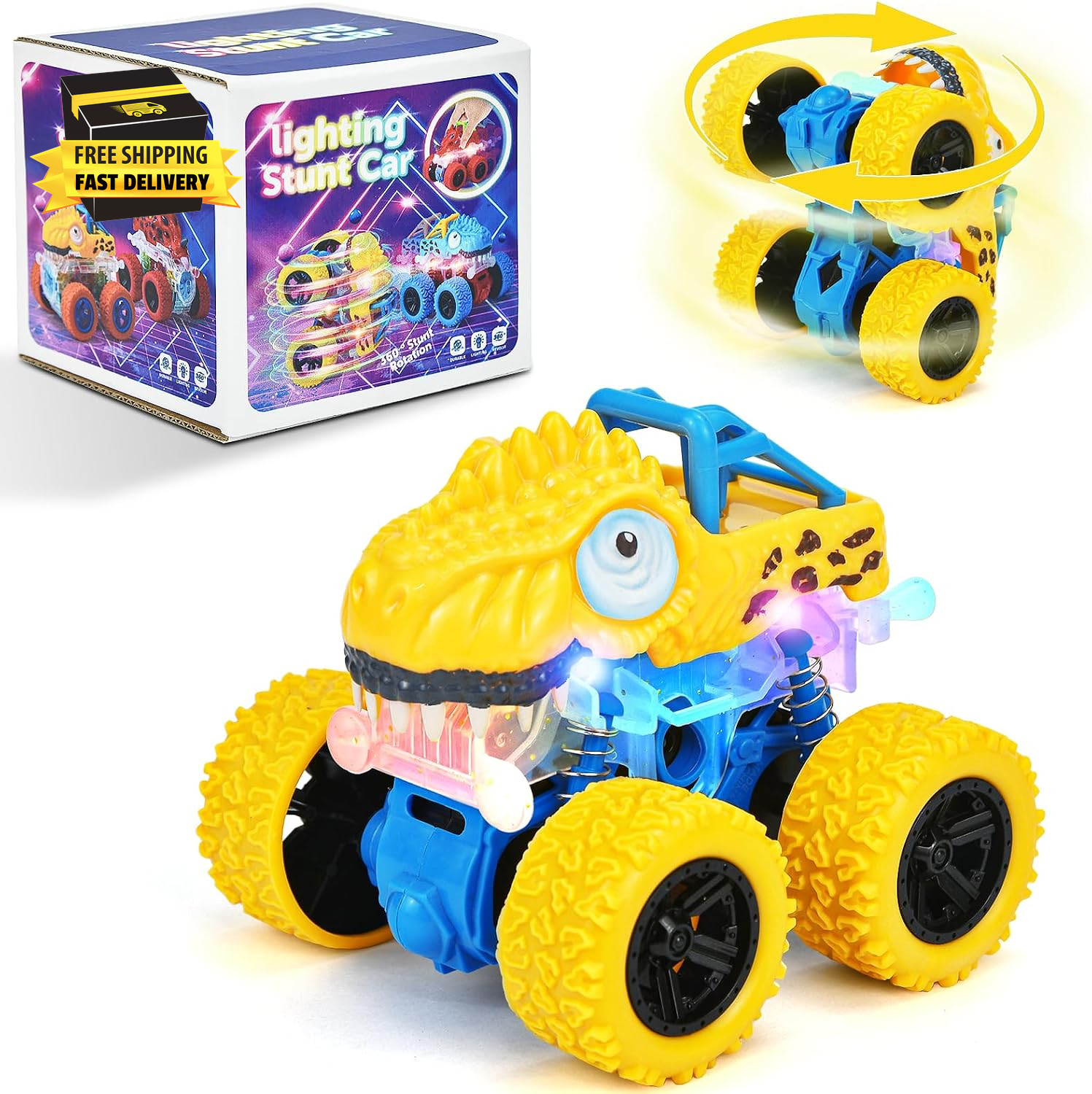 2-5 Years Old Boys Dinosaur Toy, Push and Pull Friction Dinosaur Monster Truck,