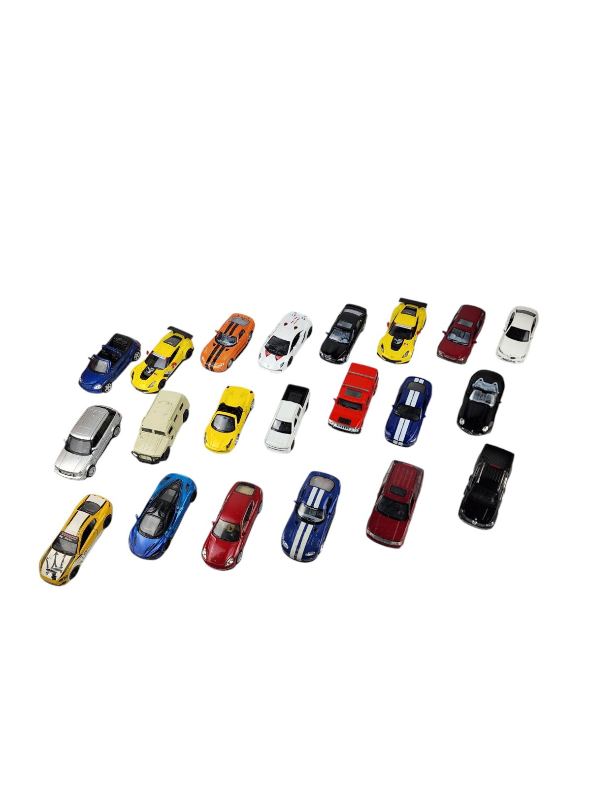 Diecast Pullback Action Vehicles Lot of 21 Cars Trucks Various Scale Friction