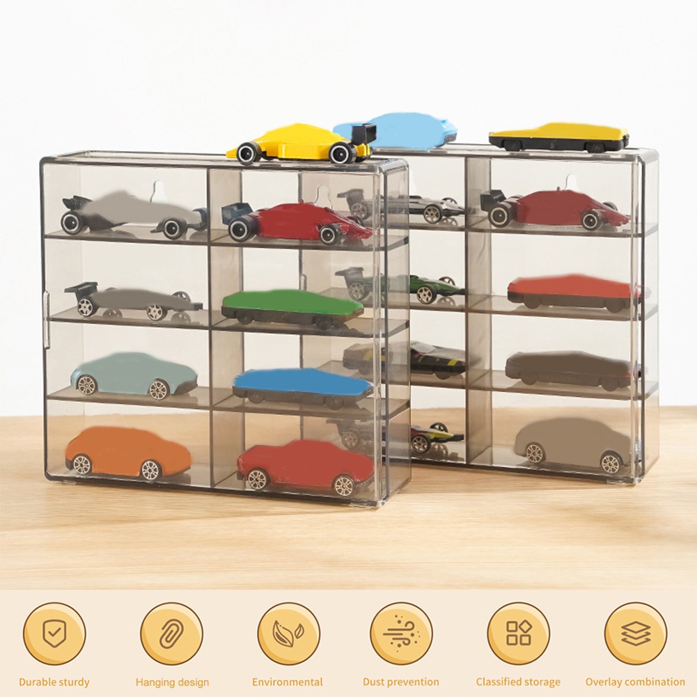 8-Grid Acrylic Display Case Storage Box For 1/64 Scale Diecast Cars Collectibles