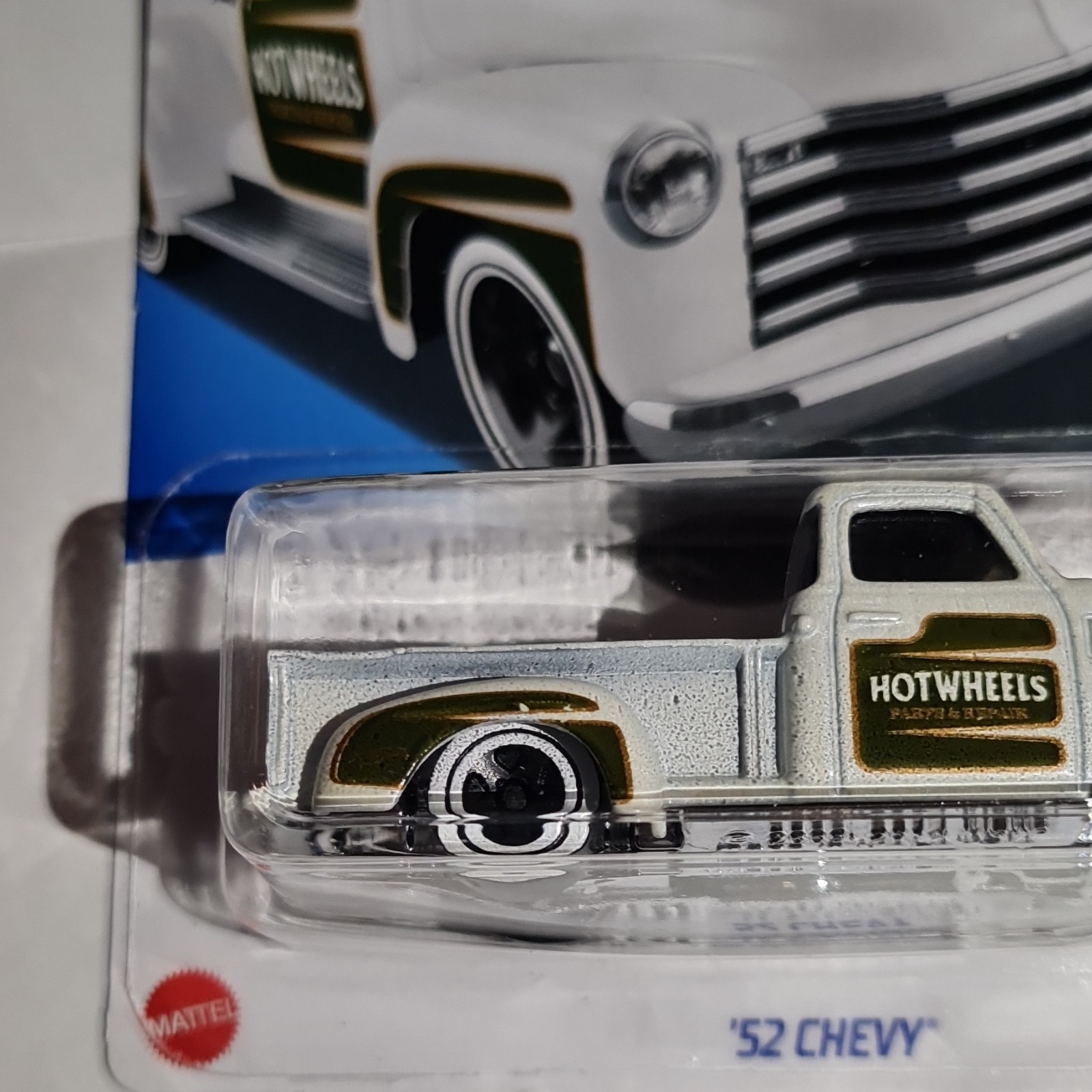 2024 Hot Wheels ’52 Chevy White HW Hot Trucks 8/10 Comes with a free stand