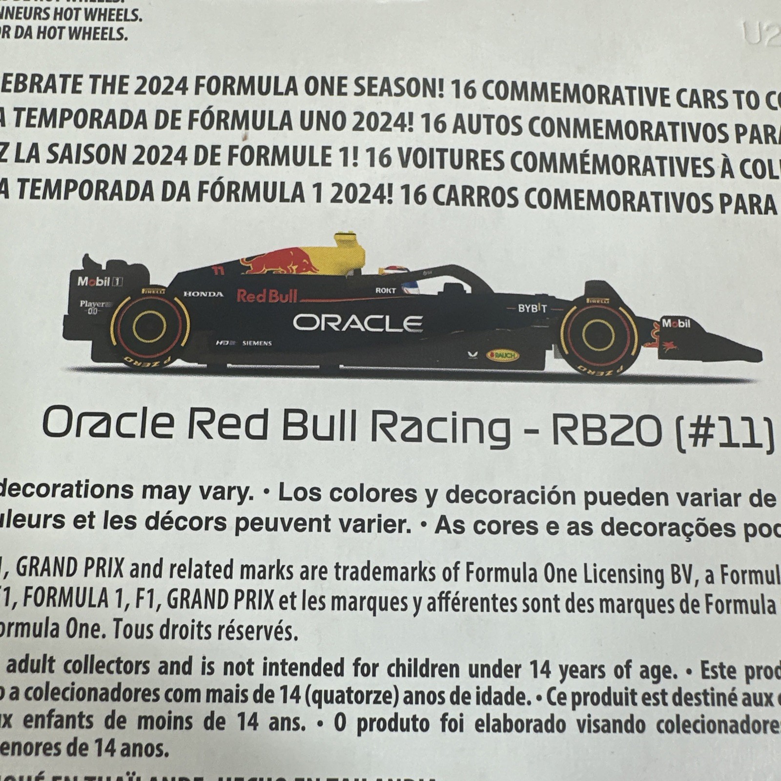 Oracle Red Bull Racing RB20 (#11) Hot Wheels Premium 2024 Formula 1 New in Pack