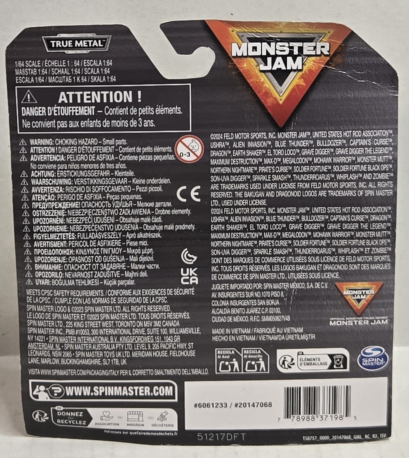 Monster Jam Truck Calavera 1/64 Scale Series 7 True Metal by Spin Master