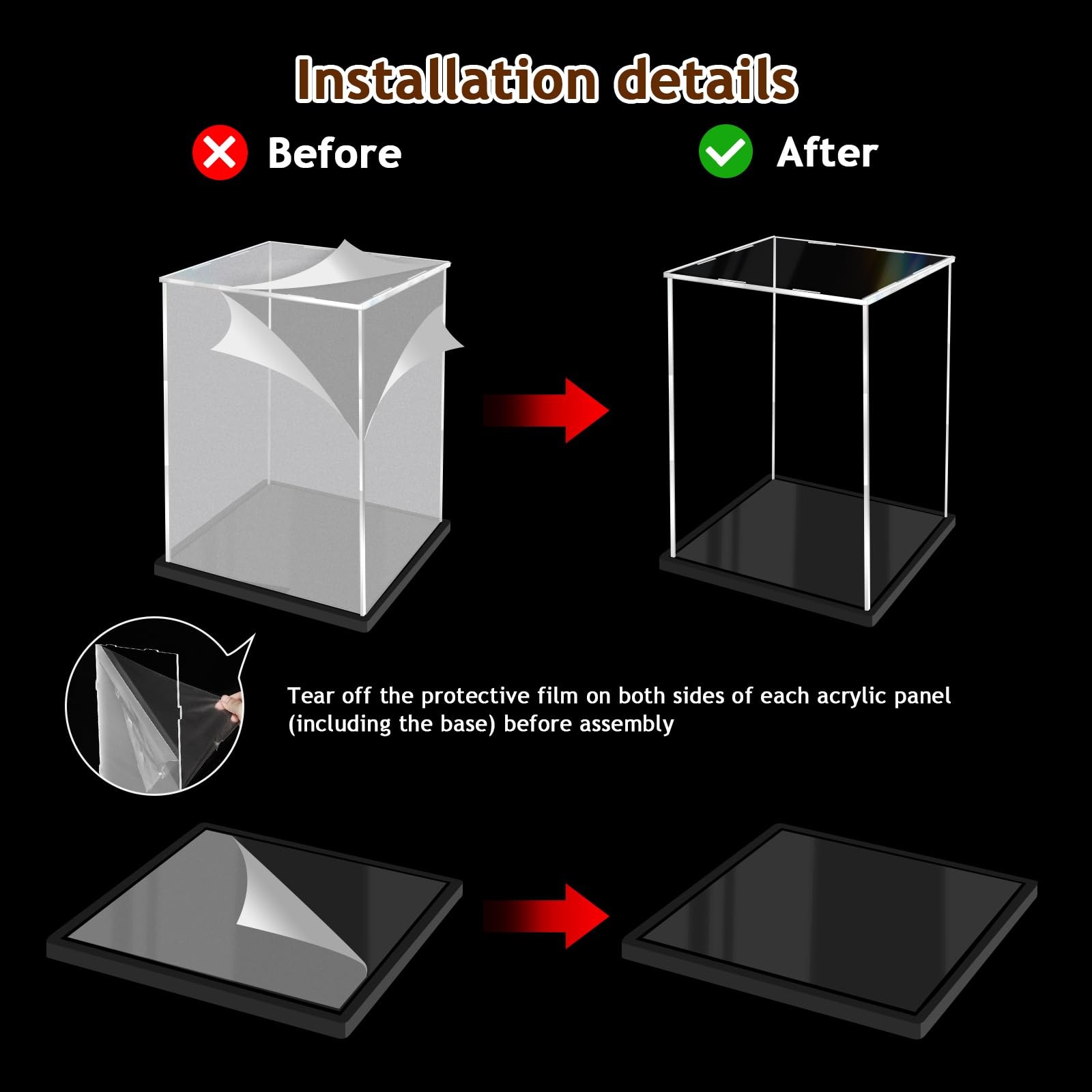 XINISS Clear Acrylic Display Case for Collectibles 8 x 8 x 12 inches, White