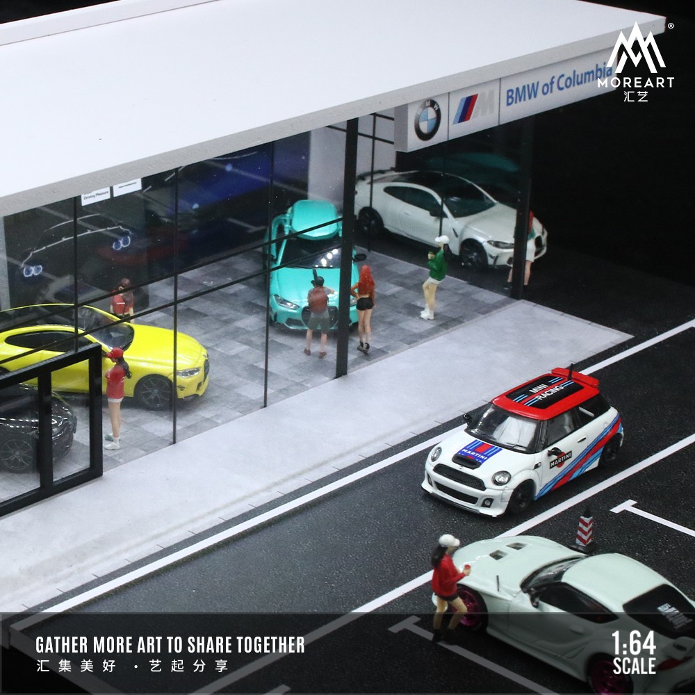 Diorama 1/64 Diecast Garage Model LED Lighting Showroom Scene Parking Lot Model