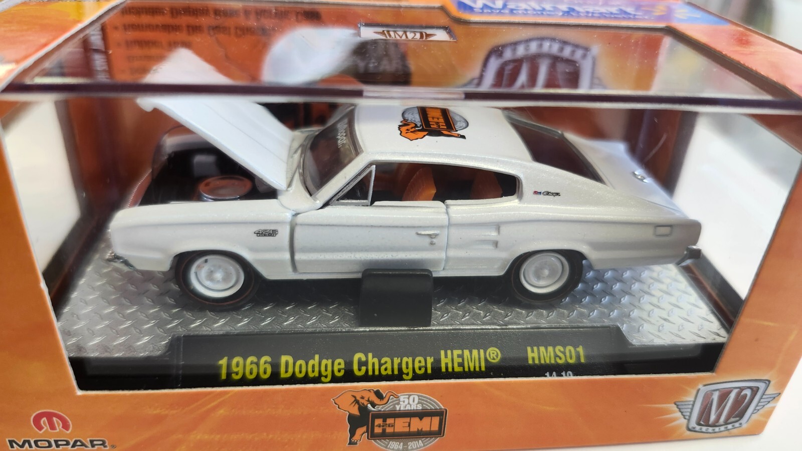 M2 Machines 50 Years of Hemi 1966 Dodge Charger HEMI 14-10 Walmart Excl in White