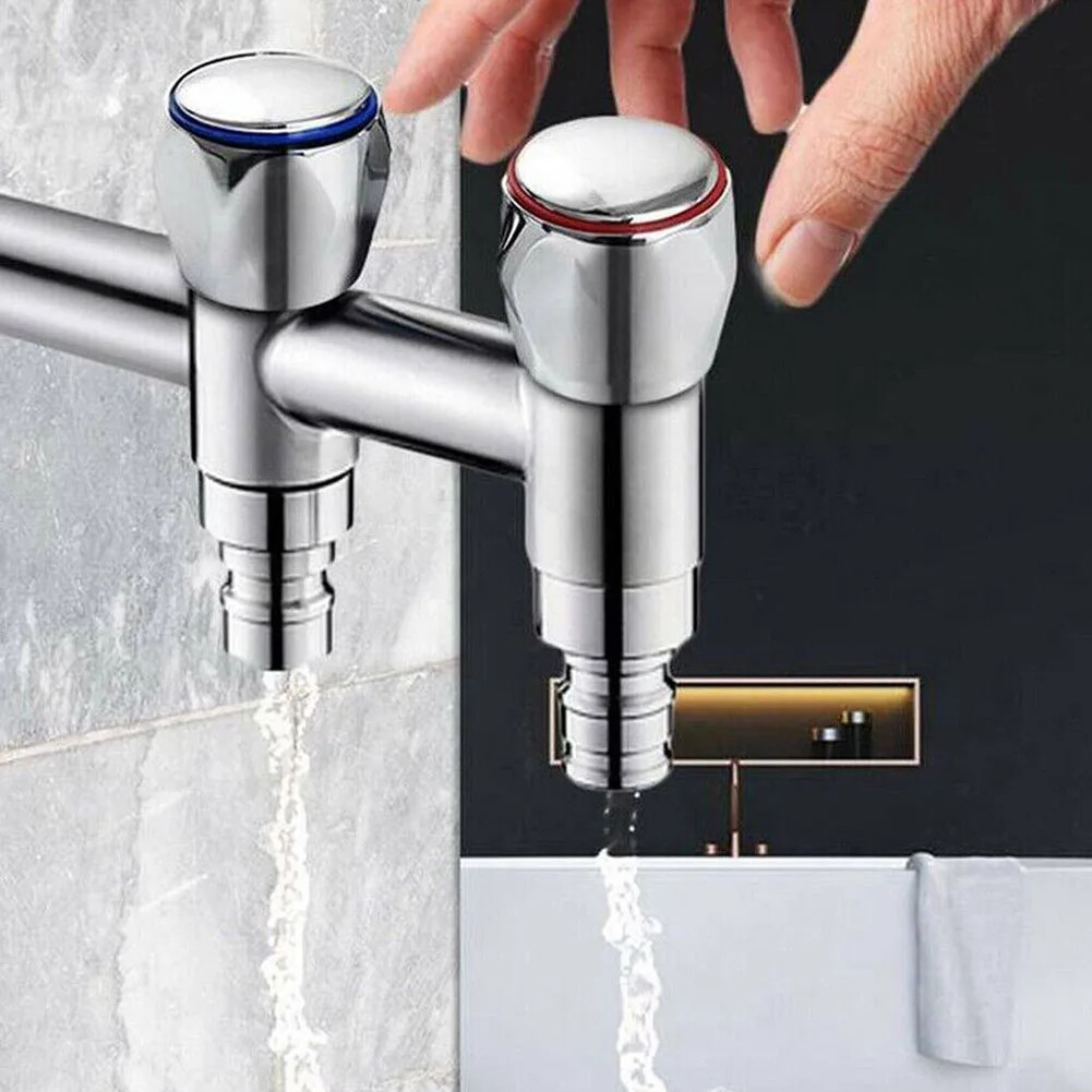 2Pcs Hot & Cold Tap Top Head Faucet Cover Chrome Plated Replacement Set Kitchen