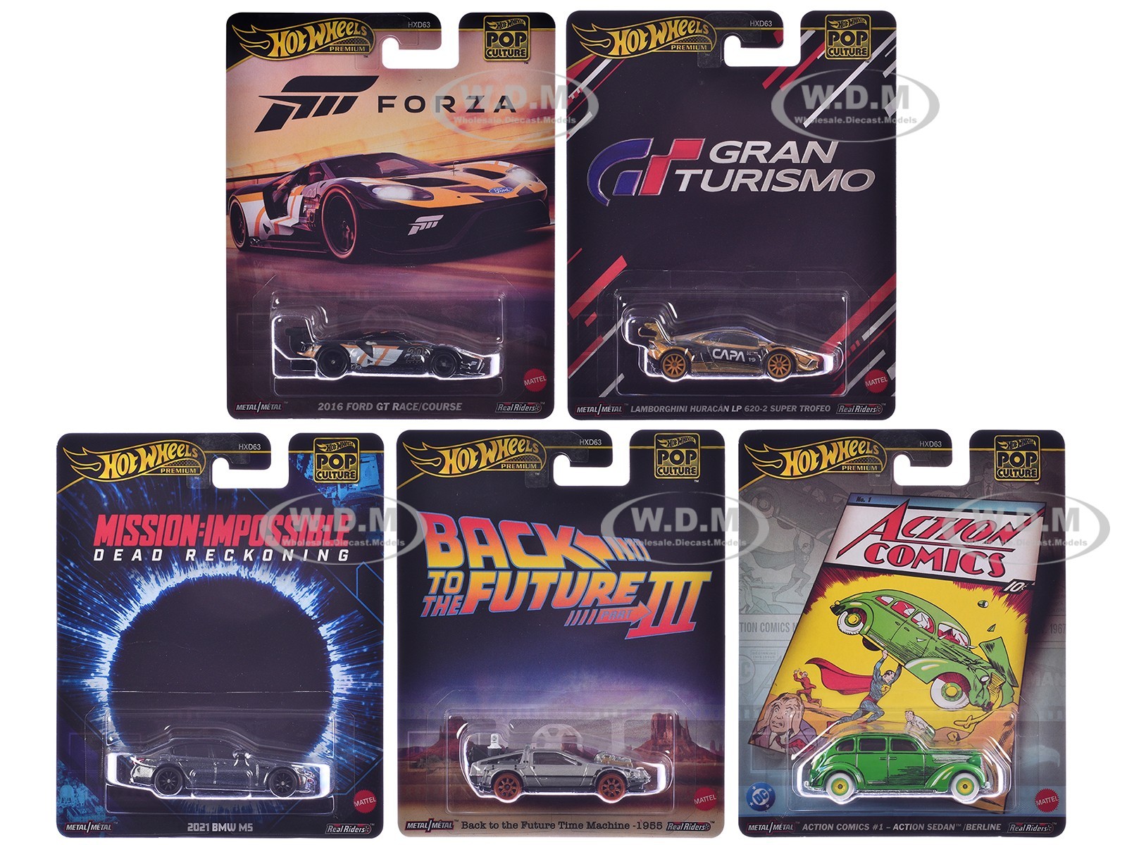 “POP CULTURE 2025” 5 PC SET L DIECAST MODEL CARS BY HOT WHEELS HXD63-956 L