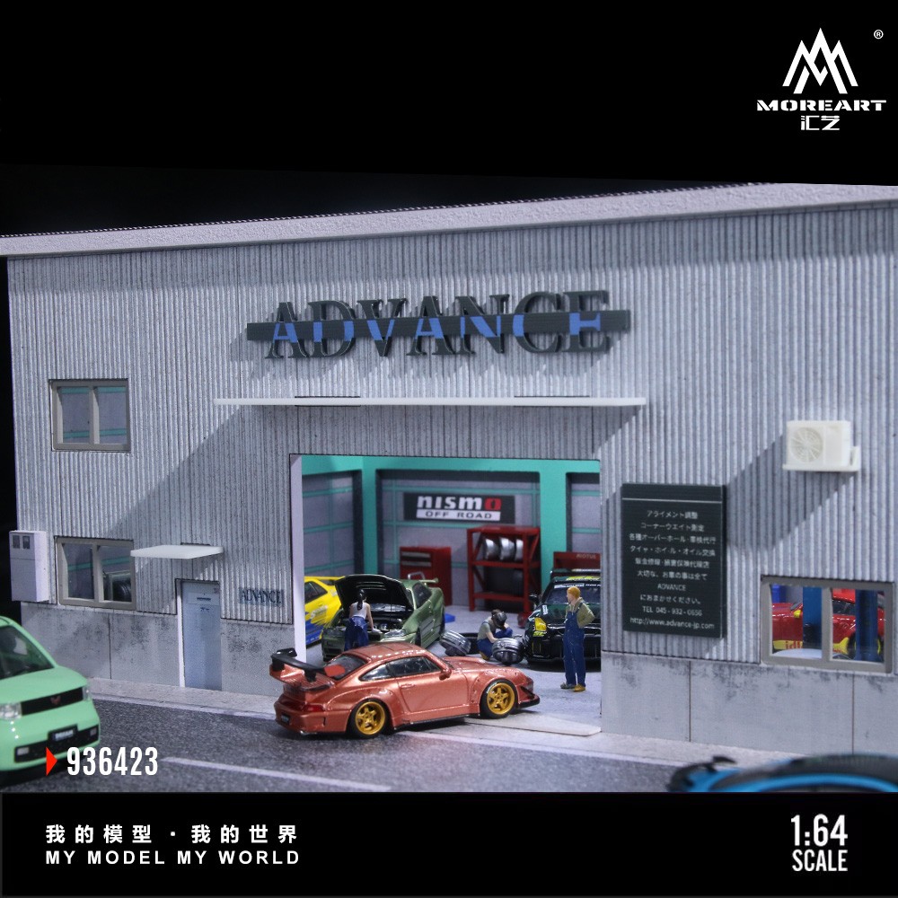 1/64 Diorama Garage Scene Display Case LED Lighting Factory Parking Lot Model US