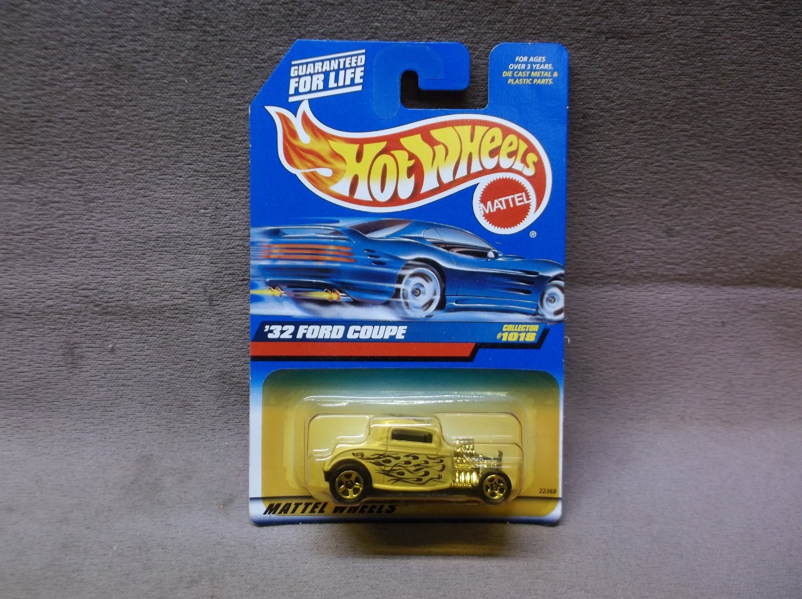 HOT WHEELS 1999 #1018 WHITE 1932 32 FORD 3 WINDOW CUSTOM FLAMES STREET HOT ROD