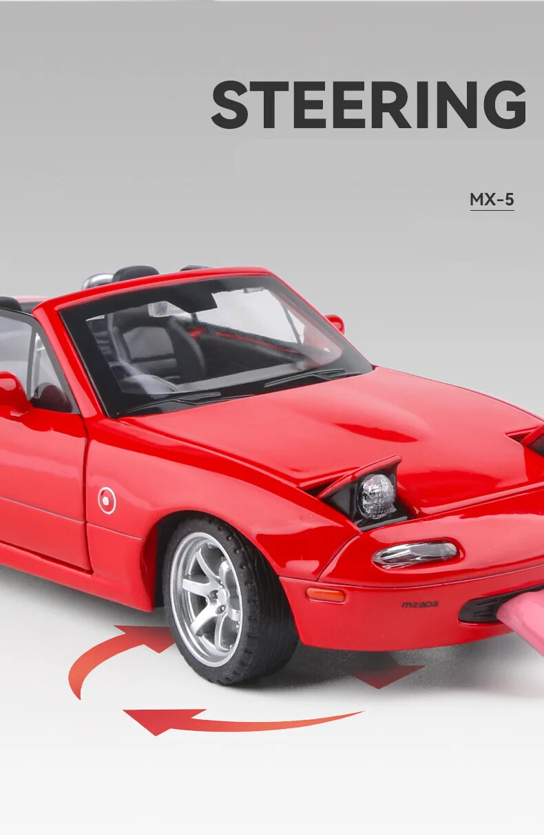 1:32 Scale Mazda Miata MX-5 Alloy Sports Model Diecast Car With Sound And Light