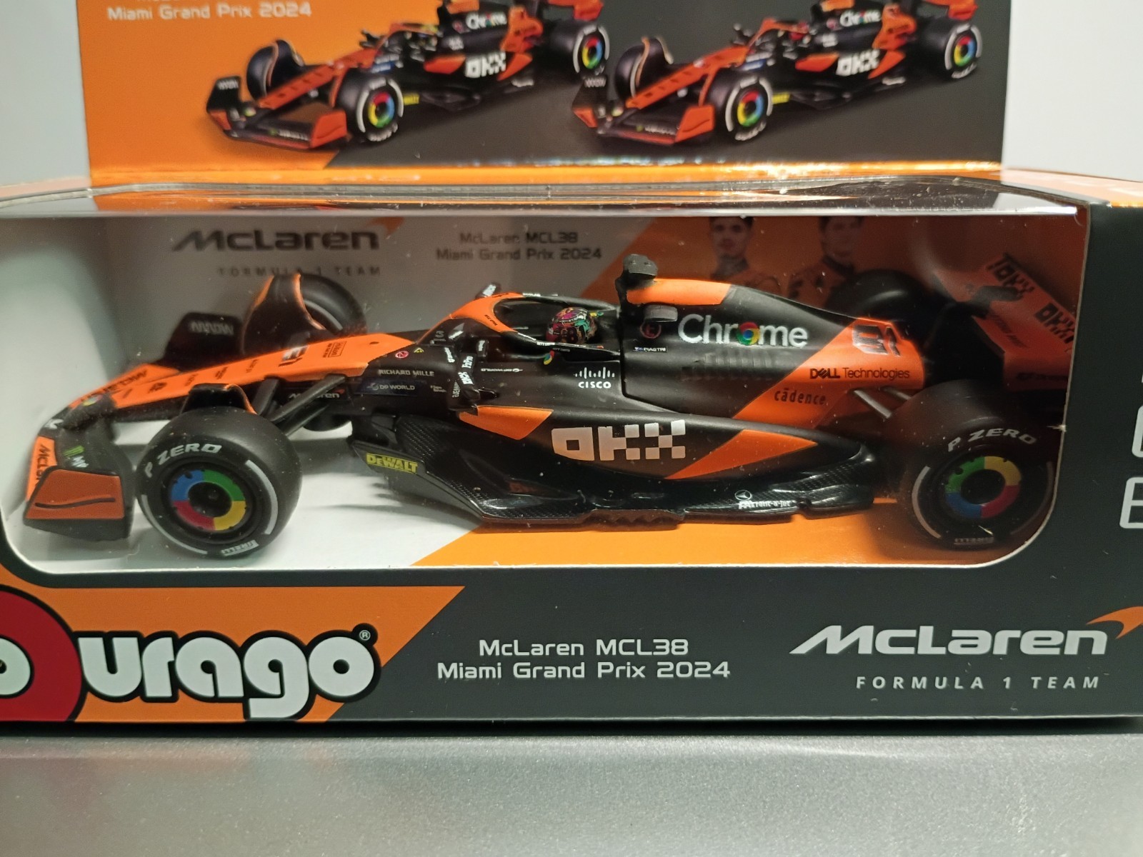 Burago McLaren MCL38 Miami Grand Prix 2024 Formula 1 Team 1:43 Scale New Rare
