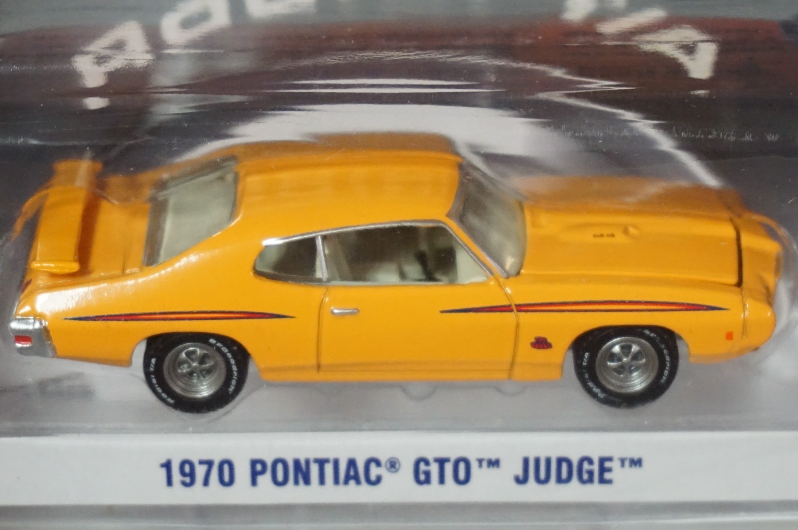 1/64 Greenlight 1970 Pontiac GTO Judge Orange Car BF Goodrich Ad Hobby Exclusive
