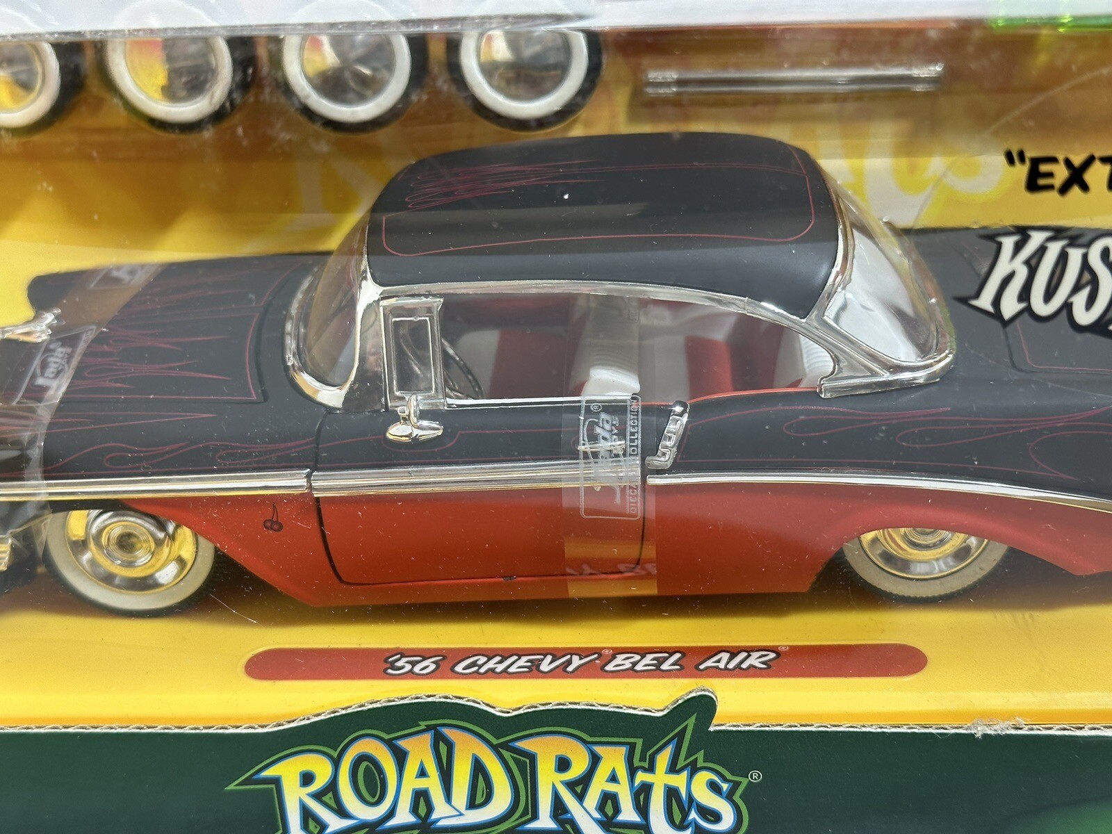 JADA ROAD RATS 1956 CHEVY BEL AIR MATTE BLACK / RED 1:24 DIECAST MODEL #34