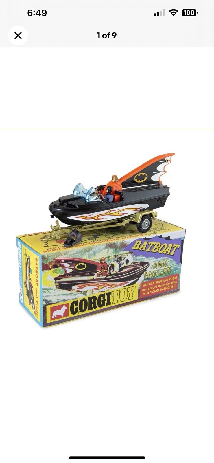 CORGI BATBOAT AND TRAILER RE-ISSUE 2025 WITH BOX NUMBER 107 with CERTIFICATE
