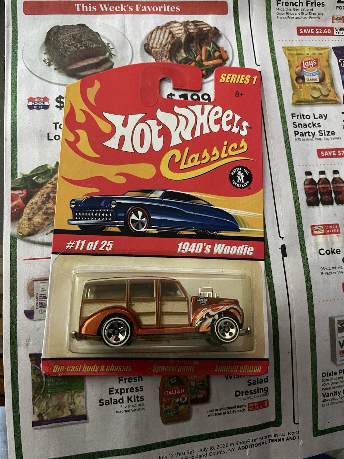 Hot Wheels Classics Series 1 #11/25 1940’s Woodie – Spectraflame Orange