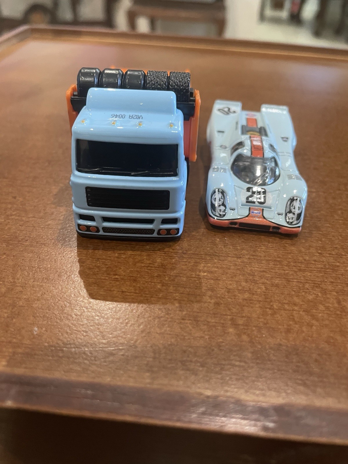 HOT WHEELS FACTORY PROTOTYPE GULF PORSCHE 917K/FLEET STREET HAULER RR RARE COMBO