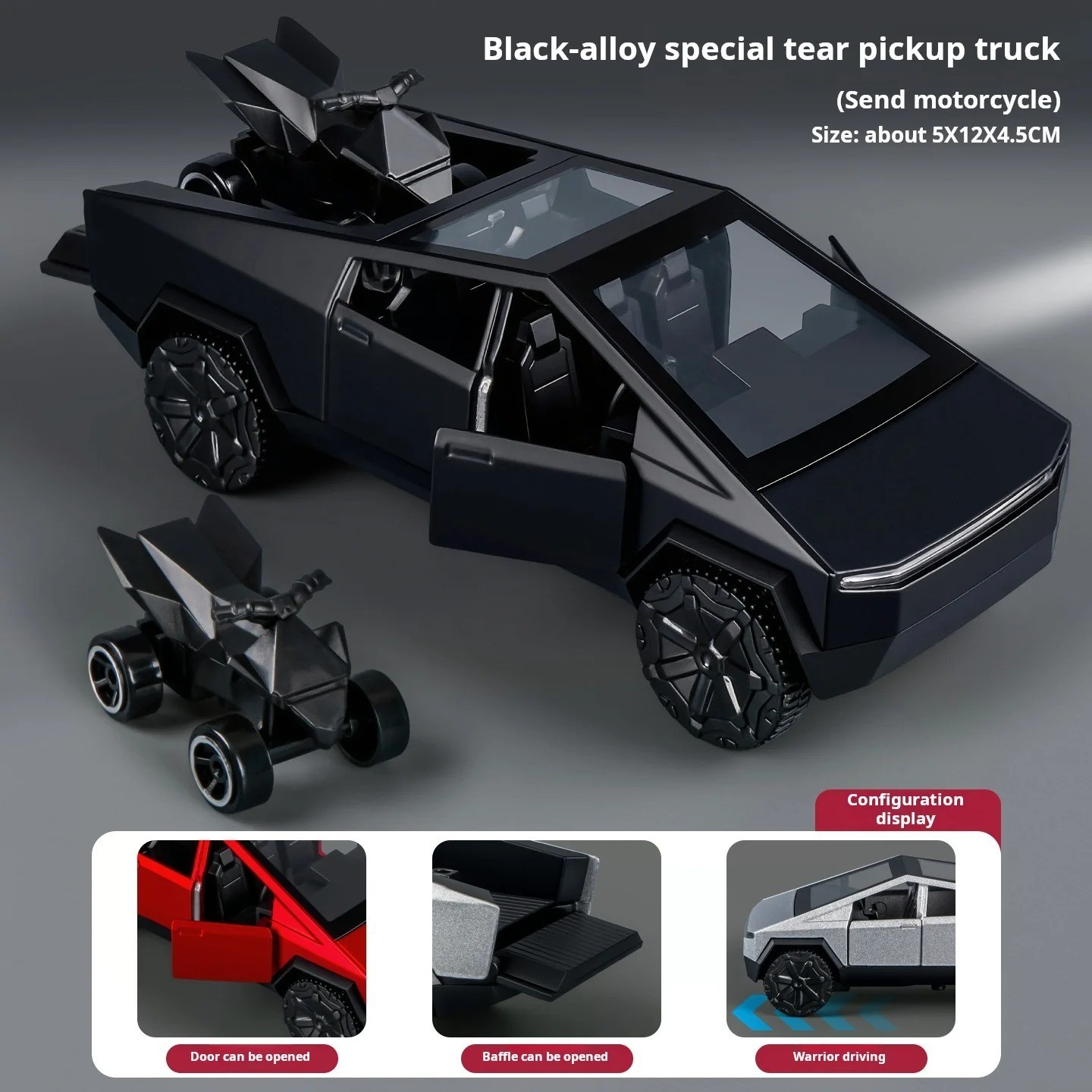1:36 Cybertruck Toys Off Road Vehicle Die Cast Model Car Beach Motorcycle