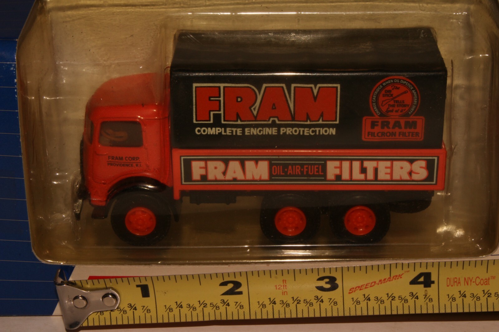 AHL 1950’s Mack CJ Fram Oil Filters Stake Truck, 1:64 Scale